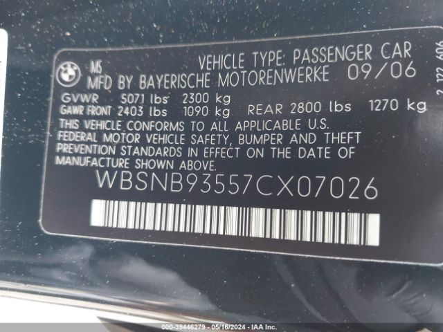 2007 BMW M5 WBSNB93557CX07026 Photo 8