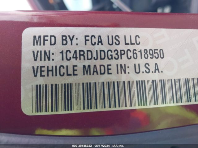 1C4RDJDG3PC618950 Dodge Durango Gt Awd