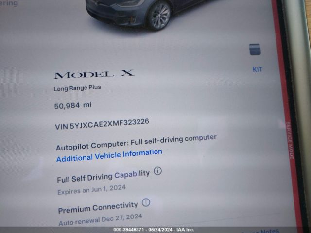 5YJXCAE2XMF323226 Tesla Model X Long Range Dual Motor All-wheel Drive/long Range Plus Dual Motor All-wheel Drive