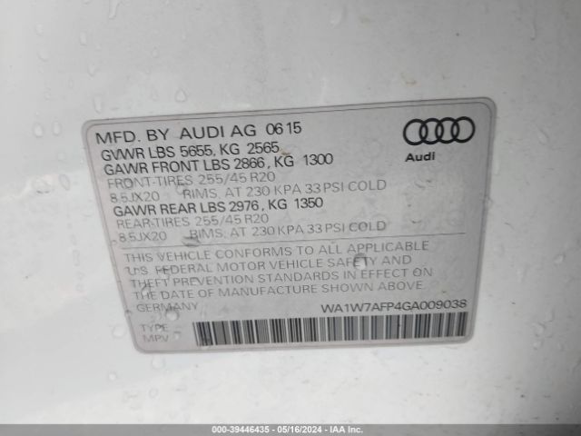 WA1W7AFP4GA009038 Audi Q5 3.0t Premium Plus
