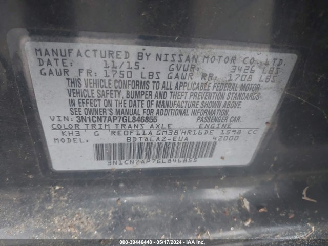 Nissan Versa 1.6 S+ 2016 3N1CN7AP7GL846855 Image 9
