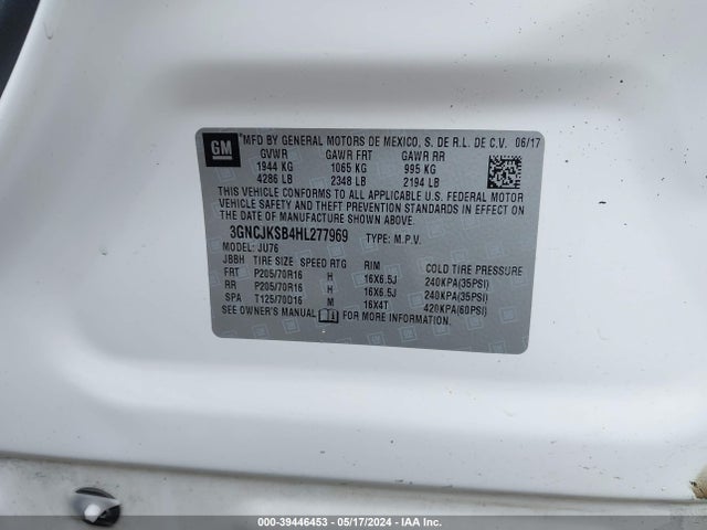 Chevrolet TRAX LS 2017 3GNCJKSB4HL277969 Image 9