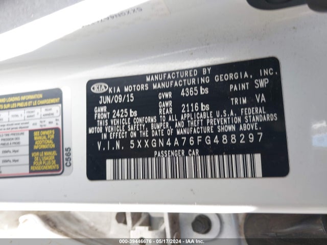 KIA OPTIMA EX 2015 5XXGN4A76FG488297 Image 9