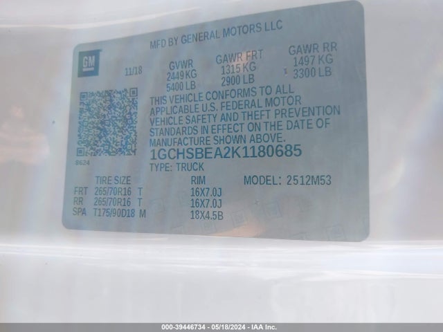 Chevrolet Colorado Wt 2019 1GCHSBEA2K1180685 Image 9