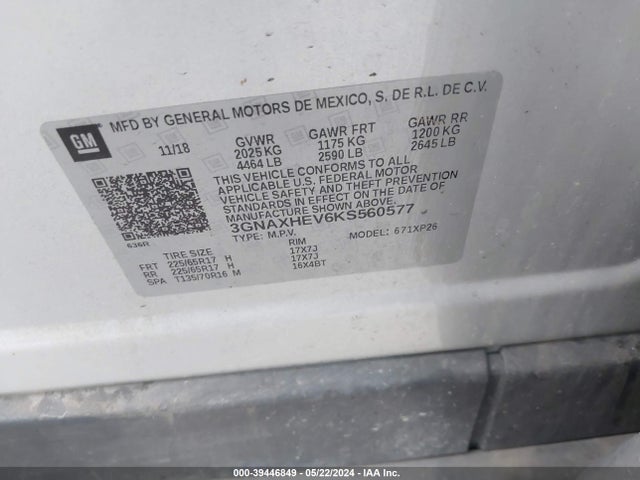 Chevrolet EQUINOX LS 2019 3GNAXHEV6KS560577 Image 9