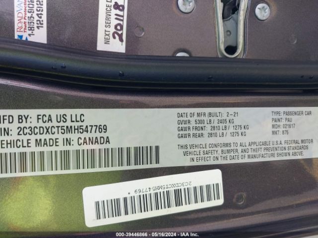 2C3CDXCT5MH547769 Dodge Charger R/t Rwd