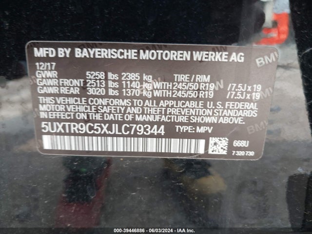 5UXTR9C5XJLC79344 BMW X3 Xdrive30i