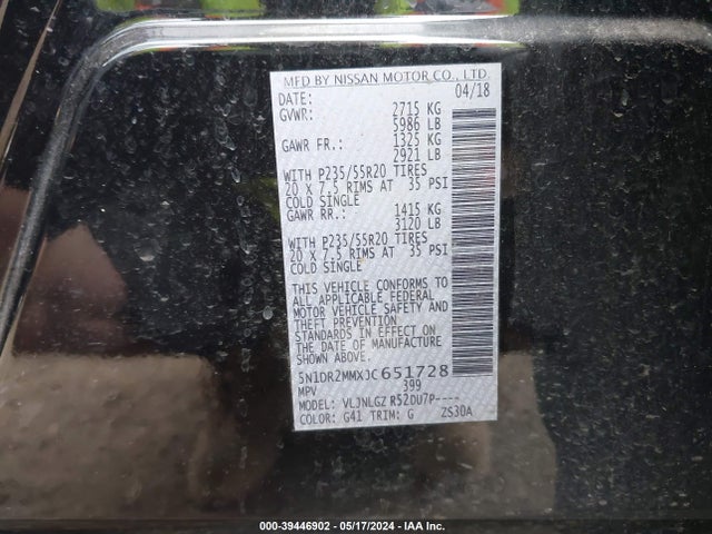 Nissan Pathfinder Sl 2018 5N1DR2MMXJC651728 Image 9