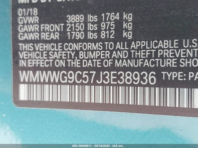 WMWWG9C57J3E38936 Mini COOPER S