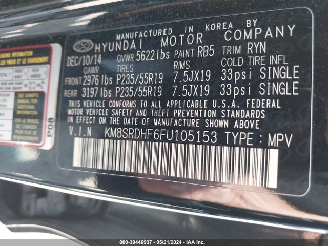 Hyundai Santa Fe Gls 2015 KM8SRDHF6FU105153 Image 9