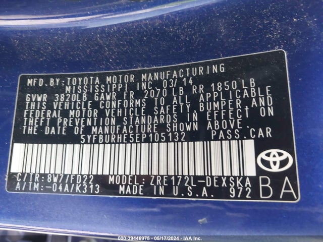 Toyota Corolla S Plus 2014 5YFBURHE5EP105132 Image 9