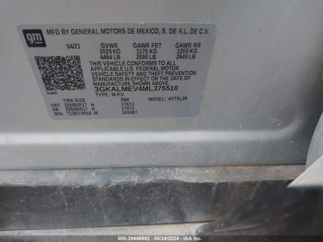 3GKALMEV4ML375510 GMC Terrain Fwd Sle