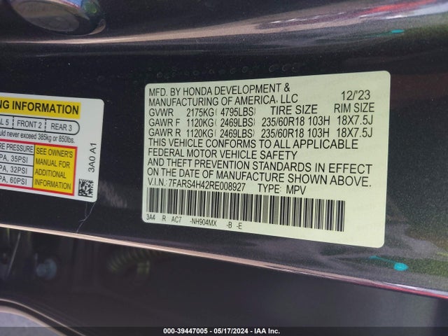 Honda Cr-v Ex Awd 2024 7FARS4H42RE008927 Image 9