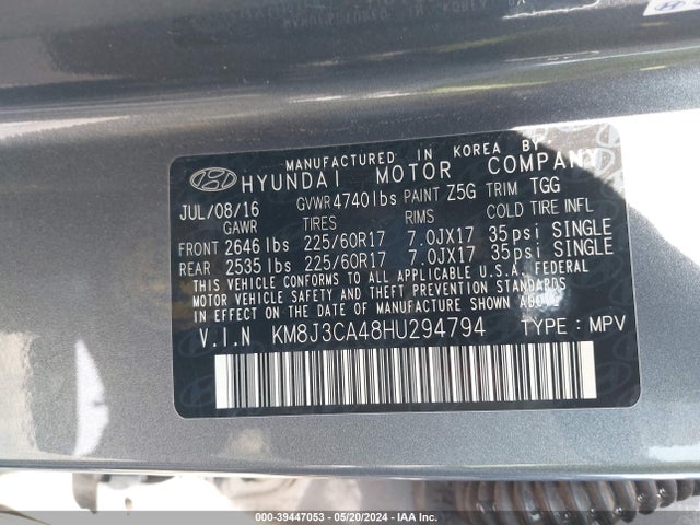 Hyundai TUCSON SE 2017 KM8J3CA48HU294794 Image 9