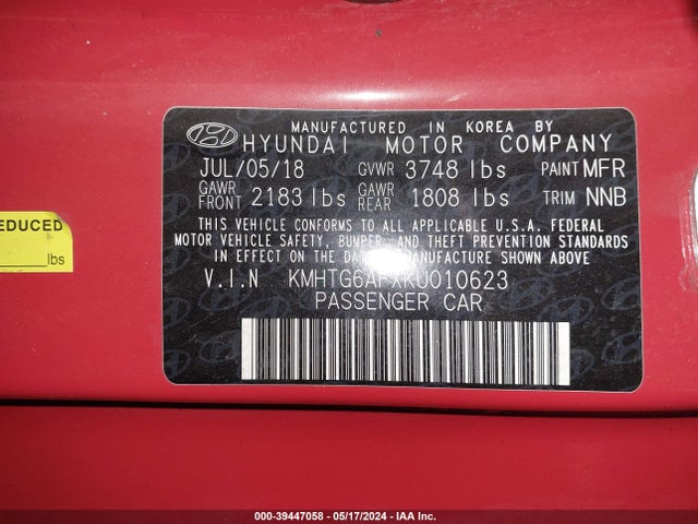 Hyundai Veloster 2.0 2019 KMHTG6AFXKU010623 Image 9