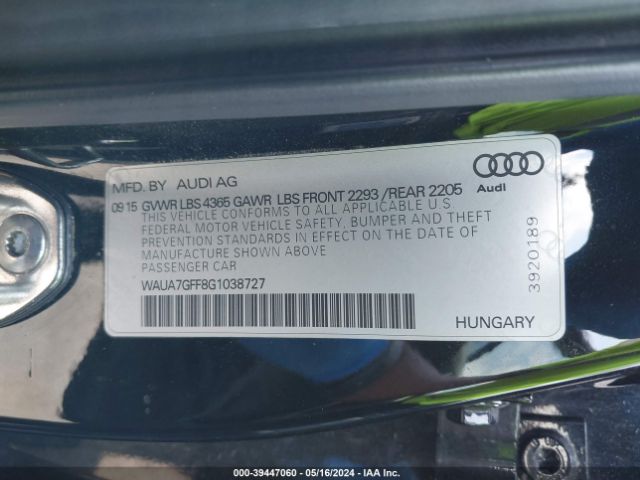 WAUA7GFF8G1038727 Audi A3 1.8t Premium