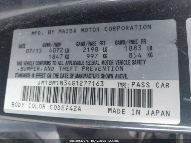 JM1BM1N34G1277163 Mazda Mazda3 S Grand Touring