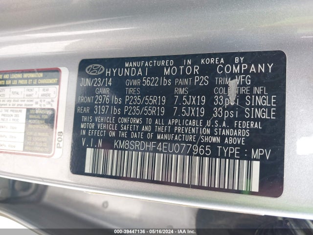 Hyundai Santa Fe Gls 2014 KM8SRDHF4EU077965 Image 9