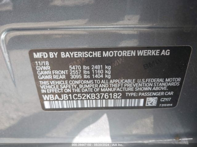 WBAJB1C52KB376182 BMW 530e Xdrive Iperformance