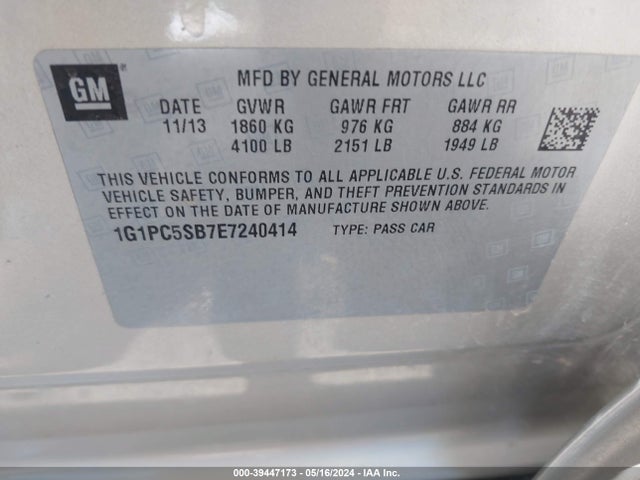 Chevrolet Cruze 1lt Auto 2014 1G1PC5SB7E7240414 Image 9