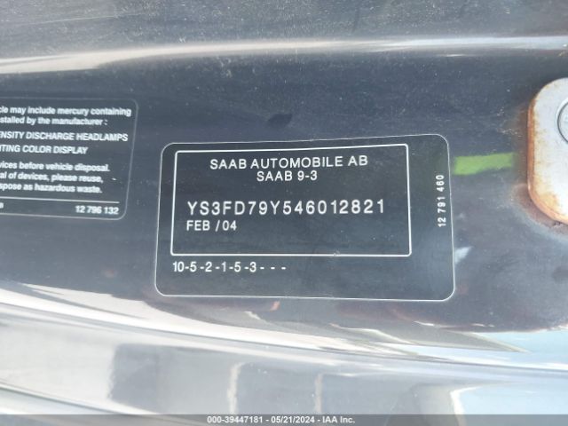 2004 SAAB 9-3 YS3FD79Y546012821 Photo 8