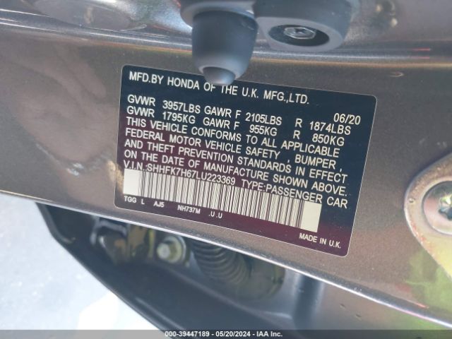 SHHFK7H67LU223369 Honda CIVIC EX