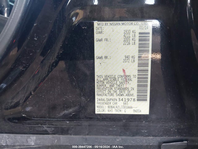 Nissan Altima 2.5 S 2014 1N4AL3APXEN341978 Image 9