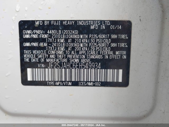 Subaru Forester 2.5i Limited 2014 JF2SJAHC6EH549934 Image 9