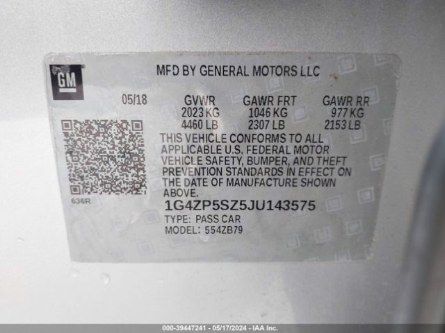 1G4ZP5SZ5JU143575 Buick Lacrosse Essence