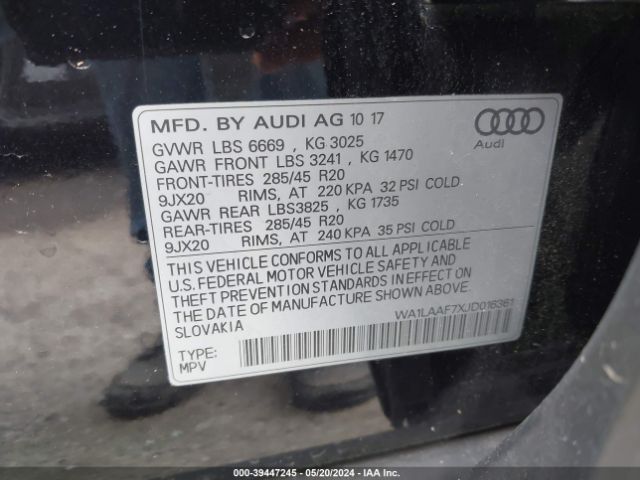 WA1LAAF7XJD016361 Audi Q7 3.0t Premium