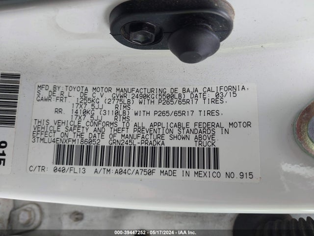 Toyota Tacoma Base V6 2015 3TMLU4ENXFM186052 Image 9