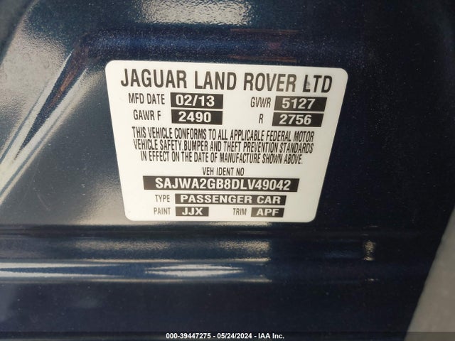 2013 JAGUAR XJ SAJWA2GB8DLV49042 Photo 8