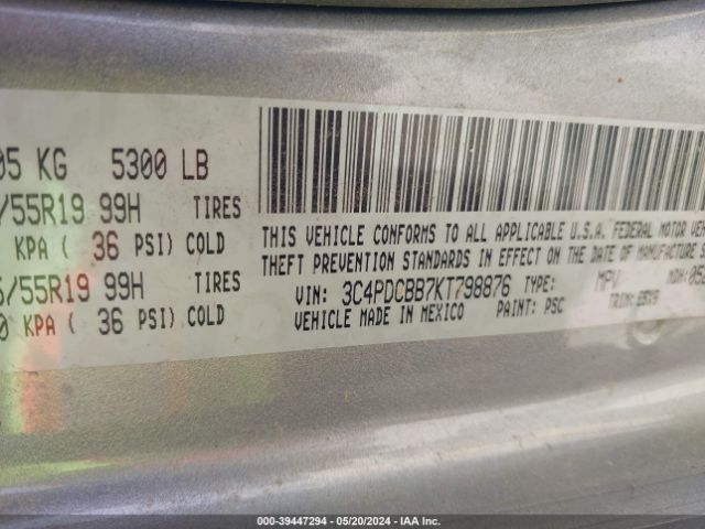 3C4PDCBB7KT798876 Dodge JOURNEY SE