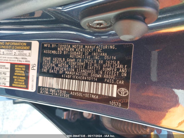 Toyota CAMRY LE 2014 4T4BF1FK4ER410114 Image 9