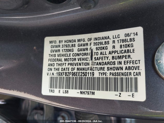 Honda Civic Ex-l 2014 19XFB2F96EE250119 Image 9