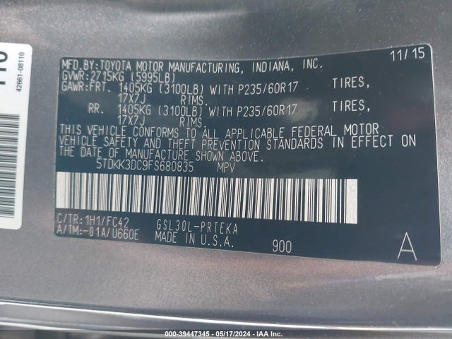 Toyota Sienna Le 8 Passenger 2015 5TDKK3DC9FS680835 Image 9