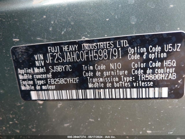 Subaru Forester 2.5i Limited 2015 JF2SJAHC0FH598791 Image 9