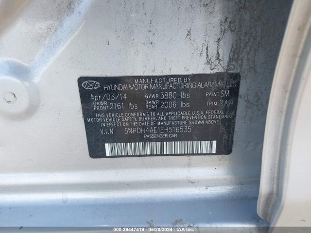 Hyundai ELANTRA SE 2014 5NPDH4AE1EH516535 Image 9