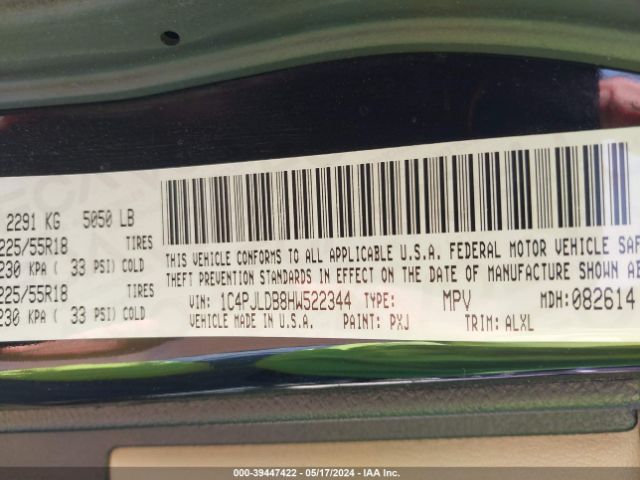1C4PJLDB8HW522344 Jeep Cherokee Limited Fwd