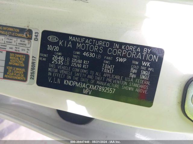 KNDPM3ACXM7892557 KIA Sportage Lx