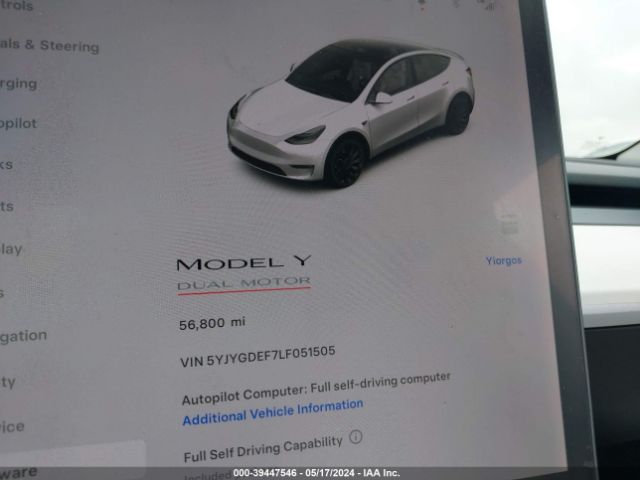 5YJYGDEF7LF051505 Tesla Model Y Long Range Dual Motor All-wheel Drive/performance Dual Motor All-wheel Drive