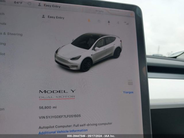 5YJYGDEF7LF051505 Tesla Model Y Long Range Dual Motor All-wheel Drive/performance Dual Motor All-wheel Drive