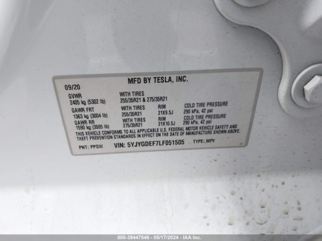 5YJYGDEF7LF051505 Tesla Model Y Long Range Dual Motor All-wheel Drive/performance Dual Motor All-wheel Drive