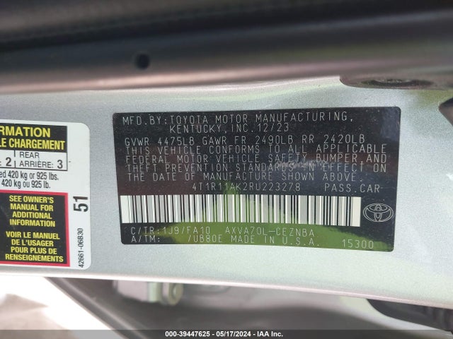 Toyota CAMRY LE 2024 4T1R11AK2RU223278 Image 9