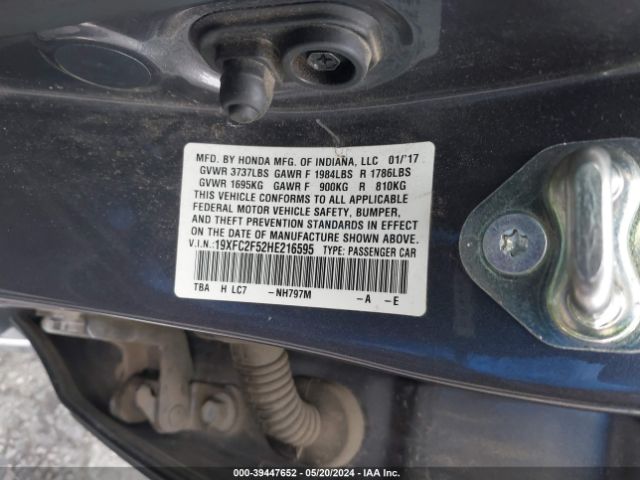 19XFC2F52HE216595 Honda Civic Lx