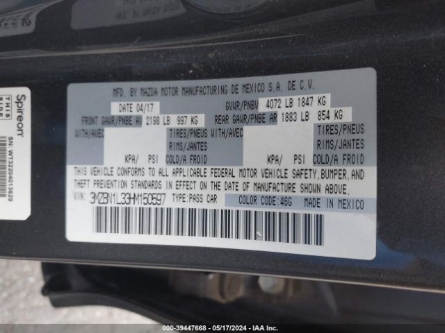 3MZBN1L33HM150597 Mazda Mazda3 Touring 2.5