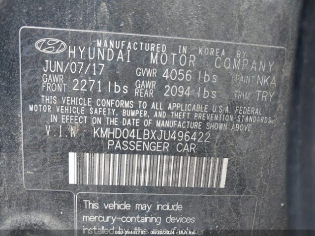 KMHD04LBXJU496422 Hyundai Elantra Sport