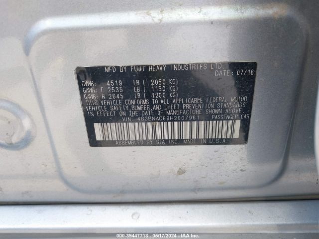 4S3BNAC69H3007961 Subaru Legacy 2.5i Premium
