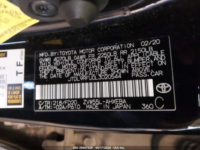 JTDL9RFU0L3020544 Toyota Prius Le Awd-e