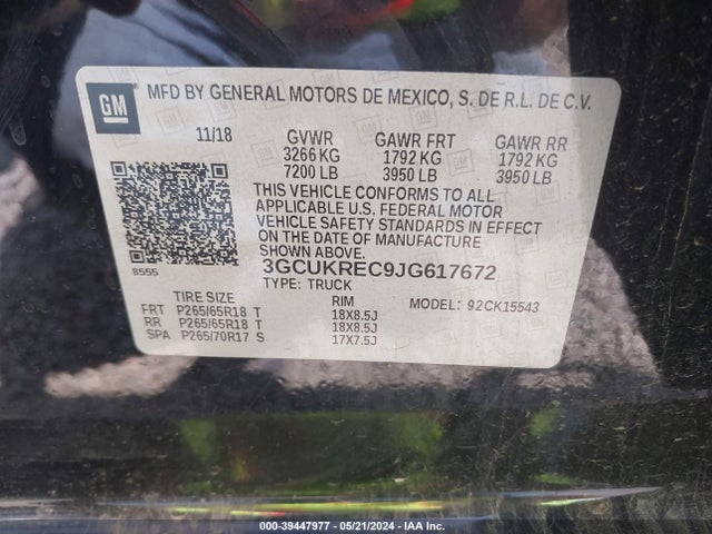 Chevrolet Silverado 1500 1lt 2018 3GCUKREC9JG617672 Image 9